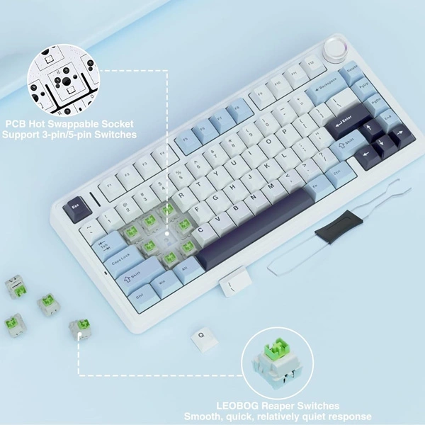 کیبورد مکانیکی گیمینگ AULA F75 سه حالته