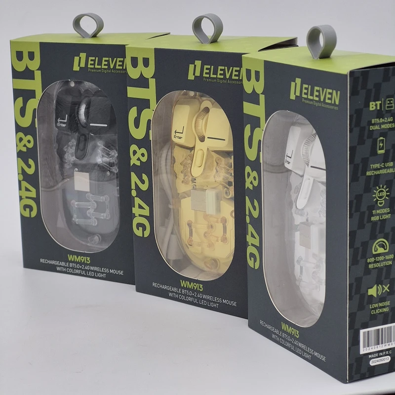 موس بی‌سیم و بلوتوثی الون مدل ELEVEN WM913 طرح شیشه‌ای | بنفش - شارژی و سایلنت