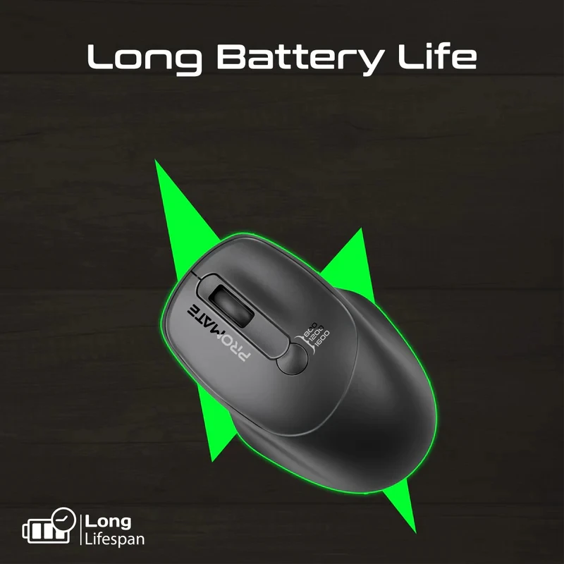 موس بی‌سیم ارگونومیک پرومیت مدل UniGlide با دقت 1600DPI