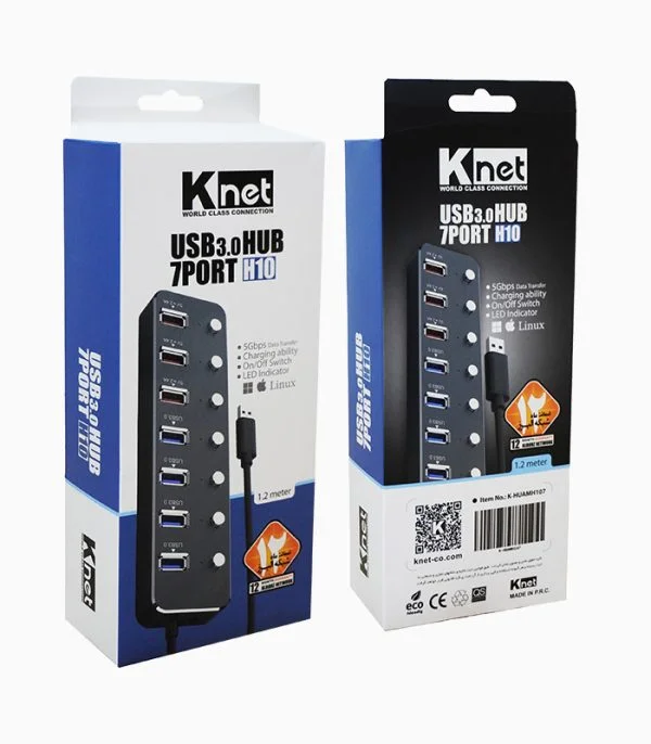 هاب ۷ پورت USB 3.0 کلید دار کی نت مدل K-HUAMH107