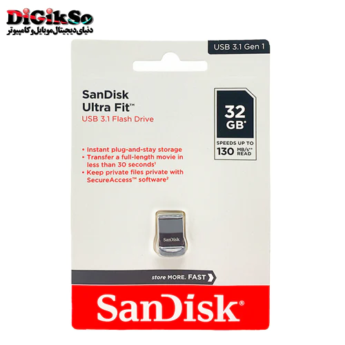 فلش مموری سن دیسک USB3.1 مدل Ultra Fit CZ430 G46 ظرفیت 32 گیگ