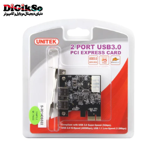 کارت PCI-E دو پورت هاب USB 3.0 یونیتک مدل Y-7301