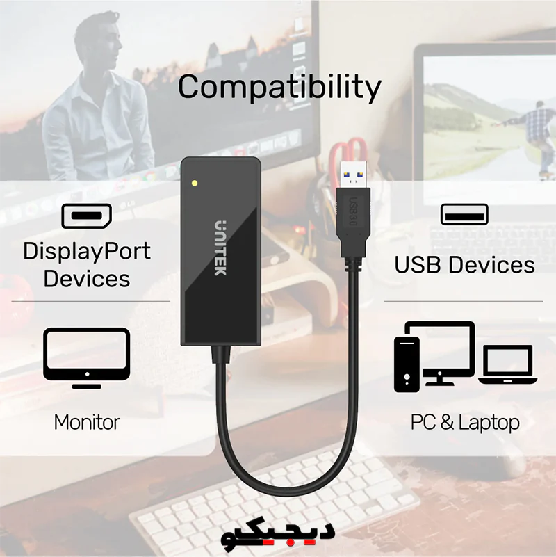 مبدل USB 3.0 به Display Port یونیتک مدل Y-3703