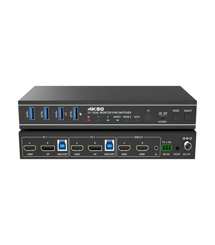سوئیچ KVM دو پورت فرانت مدل FN-K3D21 (دو مانیتور HDMI+DP)