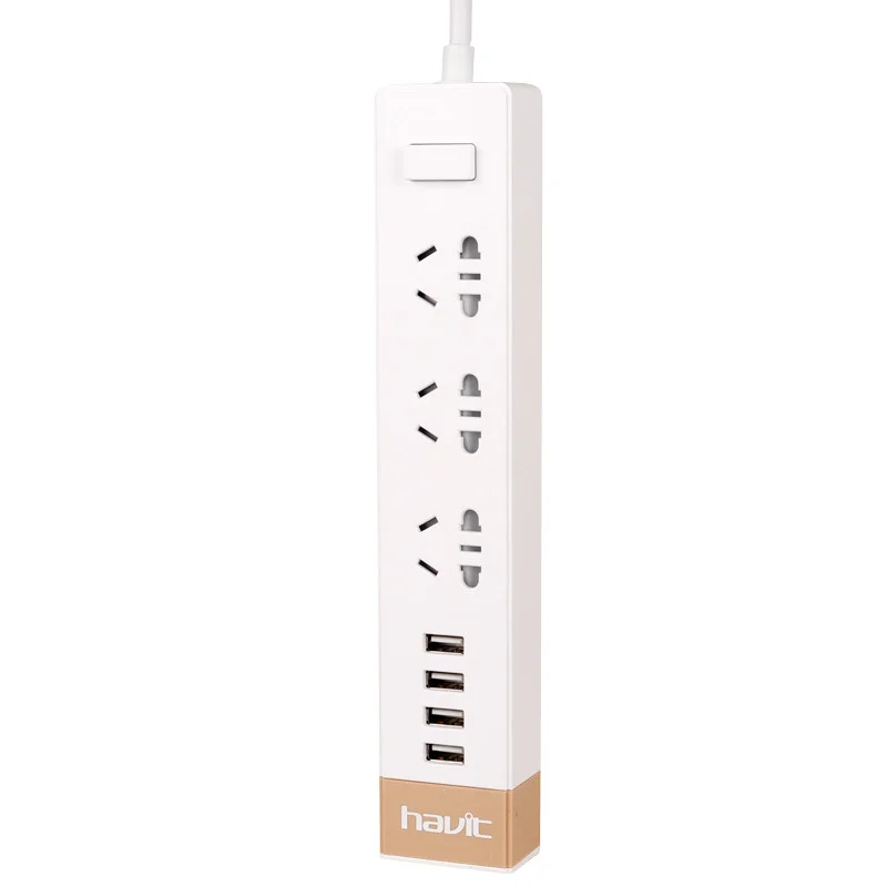 چند راهی برق 3 کانال هویت مدل HV-A45U با کابل 1.5 متری + شارژر USB