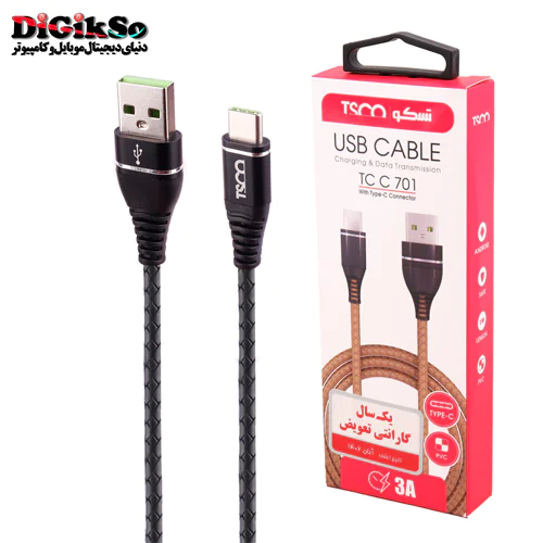 کابل تایپ سی (Type-C) به USB تسکو مدل TC C701 به طول 1 متر