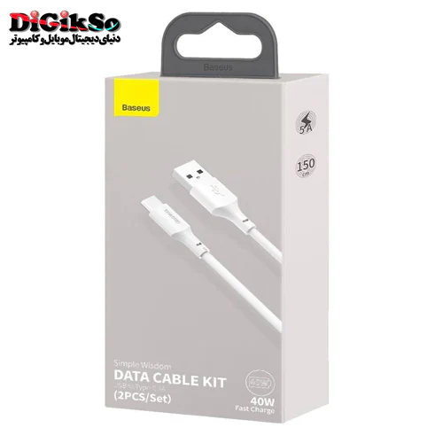 کابل USB به Type-C باسئوس مدل TZCATZJ-02 به طول 1.5 متر پک 2 عددی
