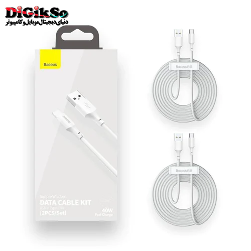 کابل USB به Type-C باسئوس مدل TZCATZJ-02 به طول 1.5 متر پک 2 عددی