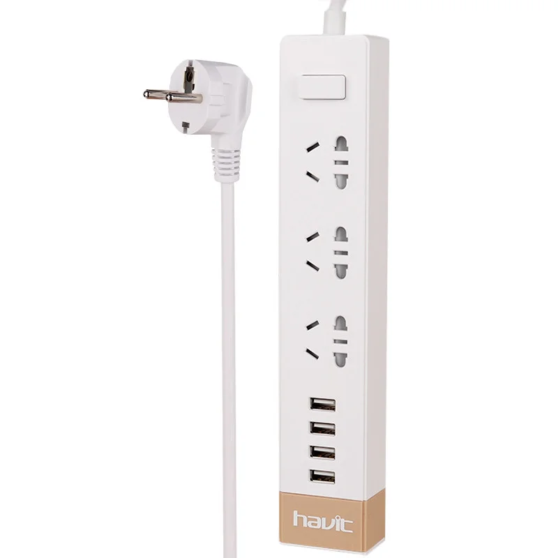 چند راهی برق 3 کانال هویت مدل HV-A45U با کابل 1.5 متری + شارژر USB