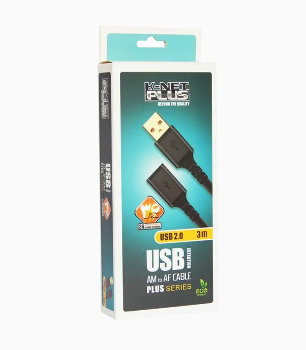 کابل افزایش طول ۲.۰ USB کی نت پلاس ۳ متری مدل KP-CUE2030