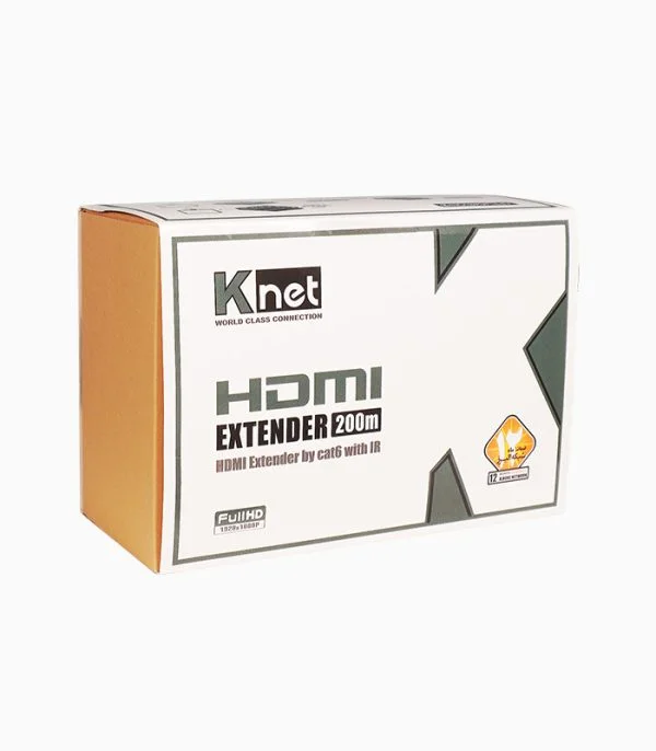 اکستندر HDMI بر روی کابل شبکه CAT6 کی نت مدل K-EXHD0200 تا ۲۰۰ متر