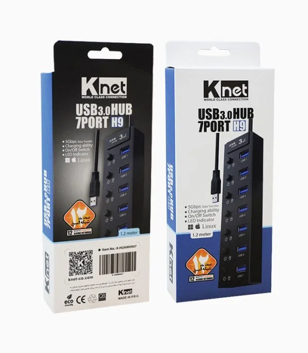 هاب ۷ پورت USB 3.0 کلید دار کی نت مدل K-HUAMH907