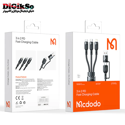 کابل شارژ سه سر مک دودو مدل CA-8800 به طول 1.2 متر