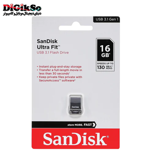 فلش مموری سن دیسک USB3.1 مدل Ultra Fit CZ430 G46 ظرفیت 16 گیگ