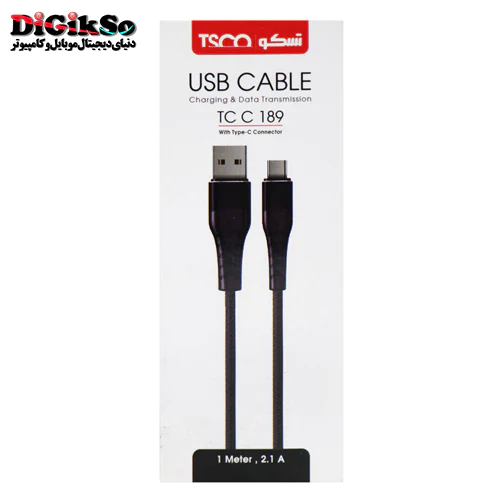 کابل شارژ تایپ سی (Type-C) تسکو مدل TC C189 به طول 1 متر
