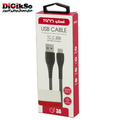کابل کنفی تایپ سی به USB تسکو مدل TC C206 به طول 1 متر
