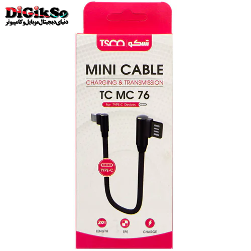 کابل شارژ تایپ سی (Type-C) تسکو مدل TC MC76 به طول 0.2 متر