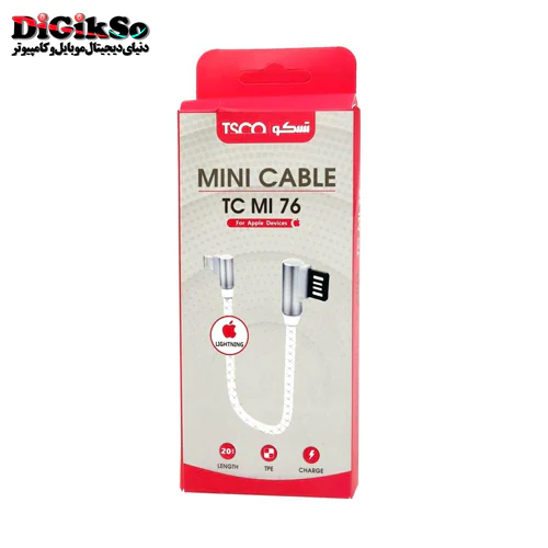 کابل شارژ لایتنینگ تسکو مدل TC MI76 به طول 0.2 متر