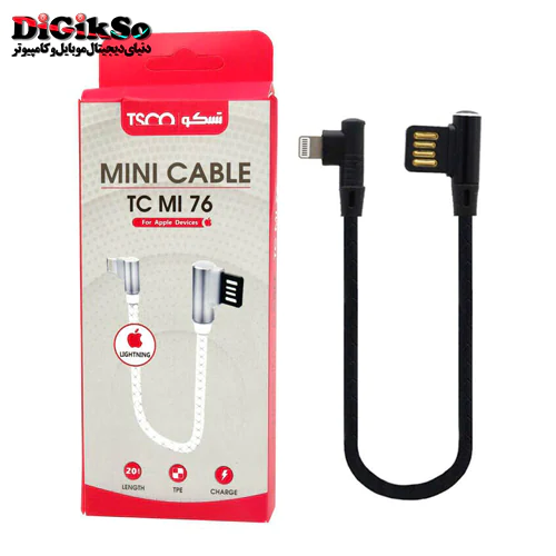 کابل شارژ لایتنینگ تسکو مدل TC MI76 به طول 0.2 متر