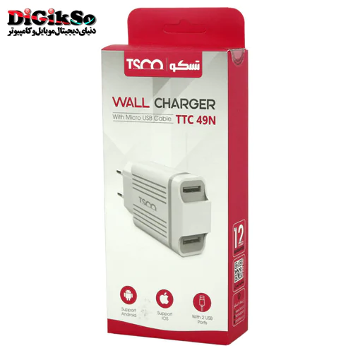 شارژر موبایل دیواری تسکو مدل TTC 49N با کابل micro-USB