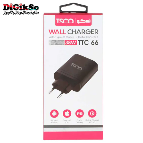 شارژر موبایل دیواری تسکو مدل TTC 66 با کابل Type-C