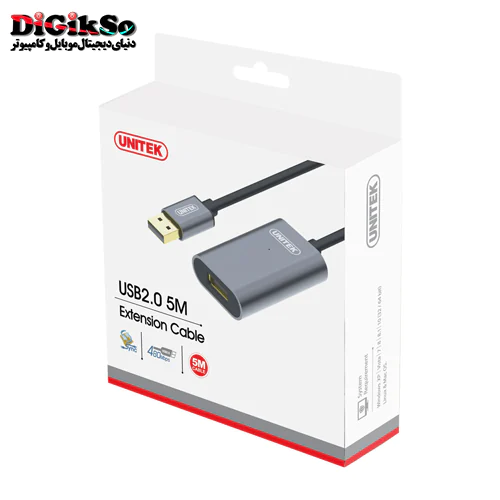 کابل افزایش طول USB 2.0 یونیتک مدل Y-271 به طول 5 متر