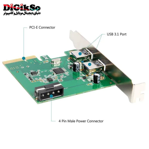کارت PCI-E دو پورت هاب USB 3.1 یونیتک مدل Y-7305
