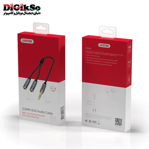 تبدیل 1 به 2 جک 3.5 میلی متری یونیتک مدل Y-C956ABK